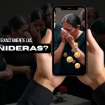 Mujer vestida de negro representando una plañidera tradicional en un ritual funerario